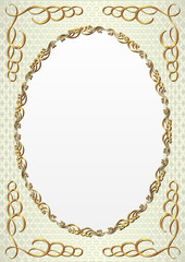 decorative background with golden oval frame