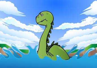 Fototapeta premium gigantic dinosaur swimming