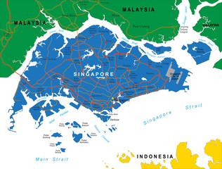 Naklejka premium Singapore map