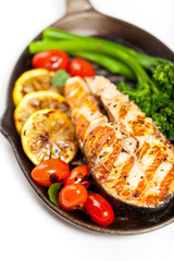 Grilled Salmon With Grilled Broccoli and Lemon