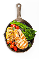 Grilled Salmon With Grilled Broccoli and Lemon