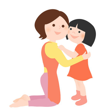 ほほを寄せ合う親子