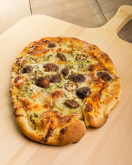 Artisan mushroom fennel pizza