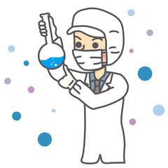 化学実験をしている白衣の研究者