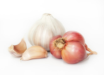 Garlic isolated on white background.