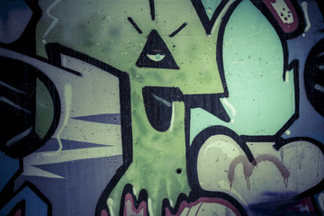 Colorful graffiti, abstract grunge grafiti background over textu