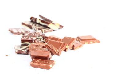 chocolate bars isolated on white background