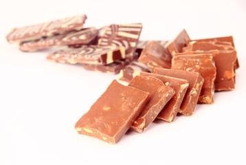 chocolate bars isolated on white background