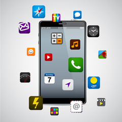 Modern smartphone with apps.