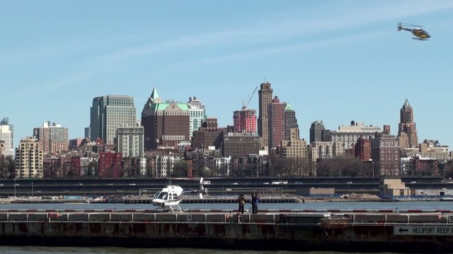 The takeoff area of the "NYC Helicopter Tours".