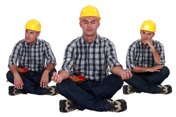 Builder in yoga sitting position