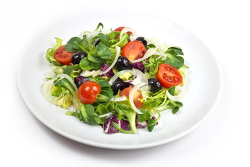 fresh salad on white
