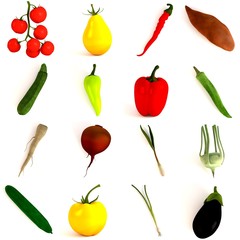 3d render of vegetable collection