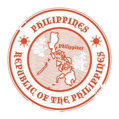 Grunge rubber stamp with the name and map of Philippines, vector