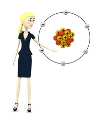3d render of cartoon character with atom