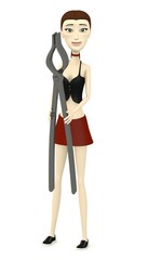3d render of cartoon character with blacksmith pliers
