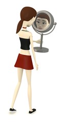 3d render of cartoon character with mirror