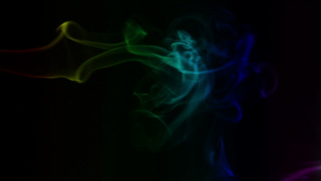 HD colored smoke curves, black background