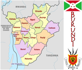 Burundi Africa emblem map  administrative divisions