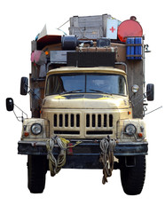 Isolation Of A Vintage Desert Expedition Truck