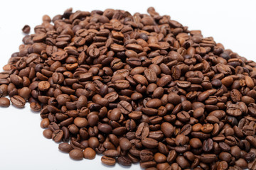 coffee beans close up isolated on white