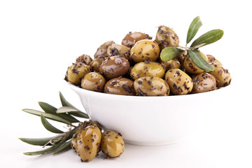 isolated green olives