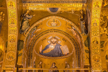 Fototapeta na wymiar Mosaik in der Palatynie kaplicy, Palermo, Sizilien