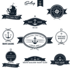 Retro nautical badge set