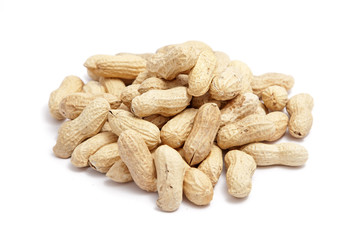 a pile of peanut on white 