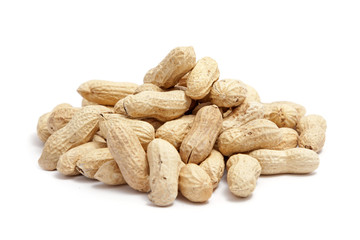 a pile of peanut on white 