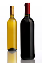 bottles of white and red wine