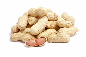 a pile of peanut on white 