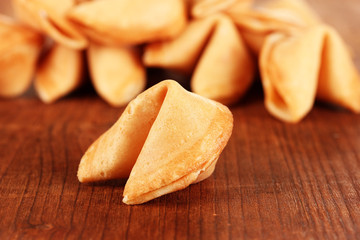 Fortune cookies on wooden table
