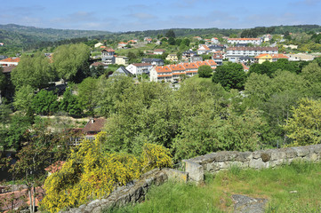 Fototapeta na wymiar Galician countryside. Allariz Valley and town of Orense. Panoram