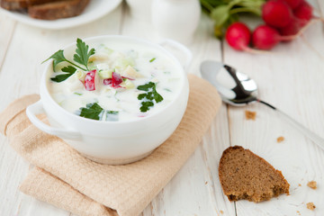 cold summer soup with yogurt, Russian Okroshka