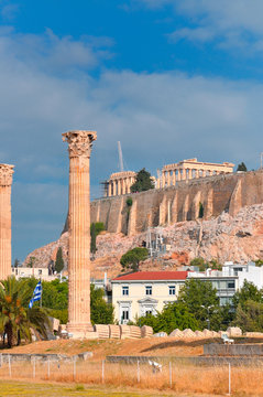 Temple of Olympian Zeus and Acropolis with Parthenon
