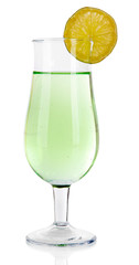 Green cocktail with lime isolated on white