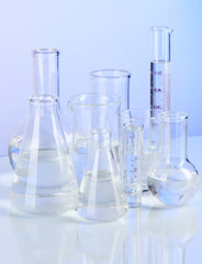 Test tubes on blue background