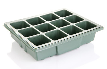 Seed box for seedling isolated on white