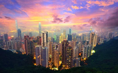 Fotobehang Hong Kong vanaf Victoria Peak © SeanPavonePhoto