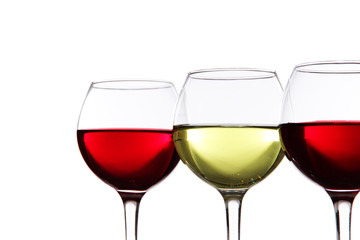 Glasses of wine isolated on white