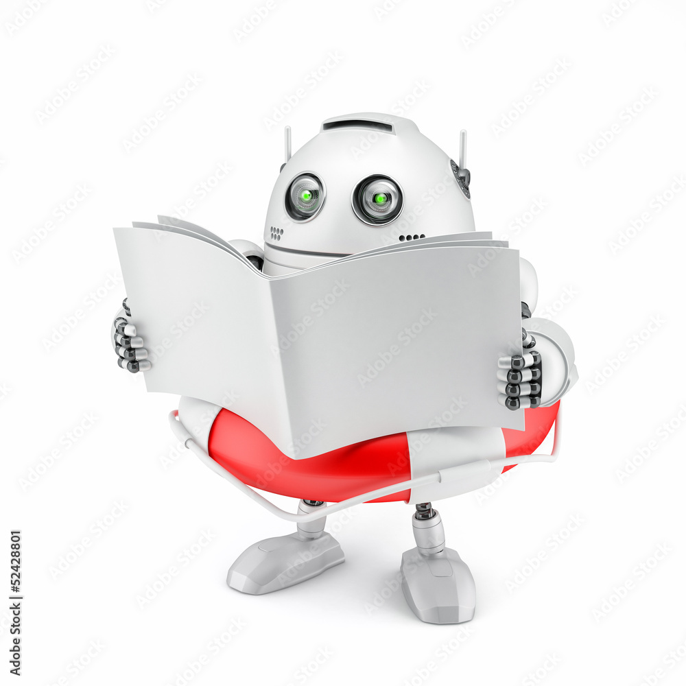 Poster robot reading manual.