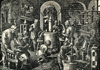 Alchemist's laboratory - obrazy, fototapety, plakaty