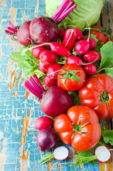 .Fresh vegetables on the wooden background