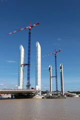 Obraz premium Construction by the river