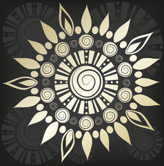 Floral ornament on a black background