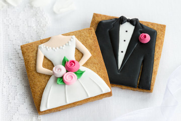 Bride and groom cookies