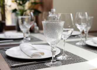 Place setting in an expensive restaurant