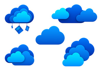 Cloud computing icons. Isolated. Cloud computing idea concept.