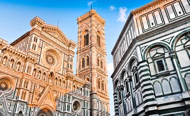Crédence en verre imprimé Florence Cathédrale de Florence avec baptistère à Florence, Toscane, Italie